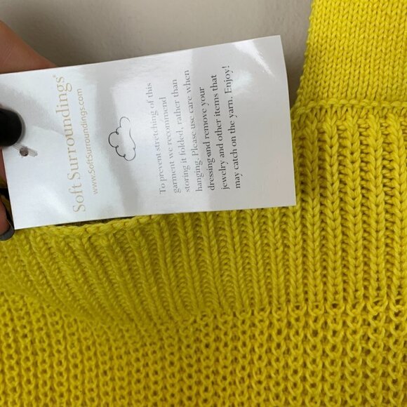 Soft Surroundings Cotton Blend Yellow Cold Shoulder Sweater XS - NEW - Picture 6 of 8